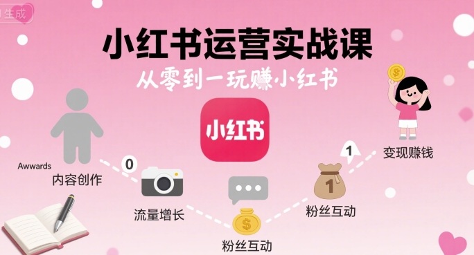 小红书运营实战课,从零到一玩賺小红书_免费分享网络创业,副业,信息差项目的老牌资源整合平台!金铲子项目