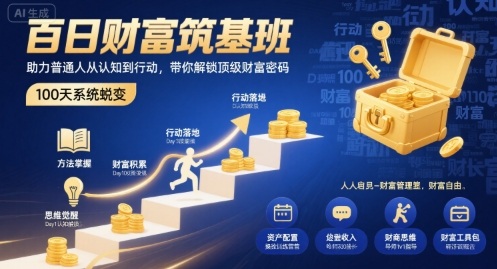 百日财富筑基班,助力普通人从认知到行动,带你解锁顶级财富密码_免费分享网络创业,副业,信息差项目的老牌资源整合平台!金铲子项目