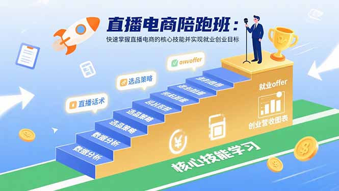 (15900期)直播电商陪跑班:快速掌握直播电商的核心技能并实现就业/创业目标_免费分享网络创业,副业,信息差项目的老牌资源整合平台!金铲子项目