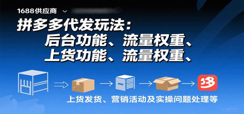 拼多多代发玩法:后台功能、流量权重、上货发货、营销活动及实操问题处理等_免费分享网络创业,副业,信息差项目的老牌资源整合平台!金铲子项目