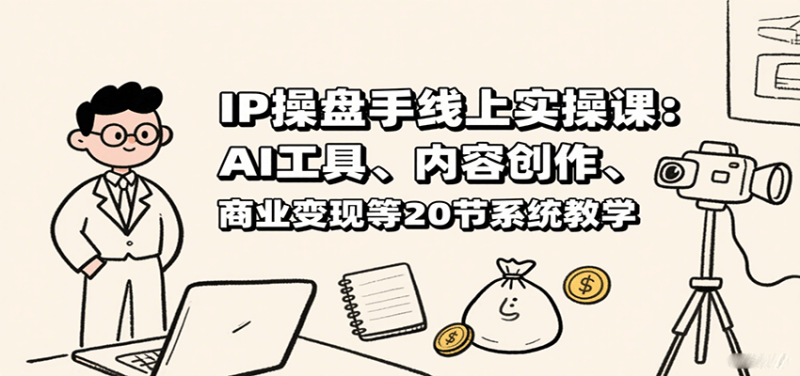 IP操盘手线上实操课:AI工具、内容创作、商业等20节系统教学_免费分享网络创业,副业,信息差项目的老牌资源整合平台!金铲子项目