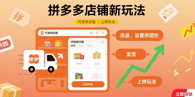 拼多多店铺新玩法，代发供应链上拼玩法_免费分享网络创业,副业,信息差项目的老牌资源整合平台！金铲子项目