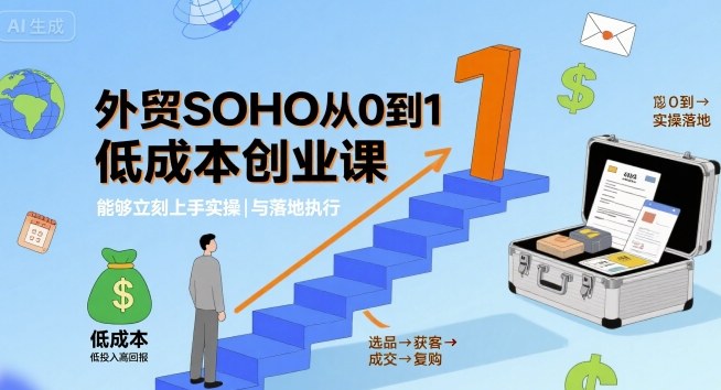 外贸SOHO从0到1创业课,能够立刻上手实操与落地执行_免费分享网络创业,副业,信息差项目的老牌资源整合平台!金铲子项目