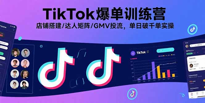 (15920期)TikTok爆单训练营,店铺搭建/达人矩阵/GMV投流,单单实操_免费分享网络创业,副业,信息差项目的老牌资源整合平台!金铲子项目