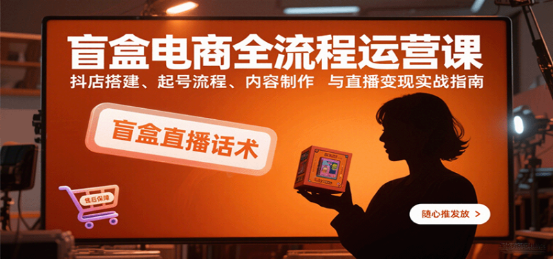 盲盒电商全流程运营课：抖店搭建、起号流程、内容制作与直播实战指南_免费分享网络创业,副业,信息差项目的老牌资源整合平台！金铲子项目