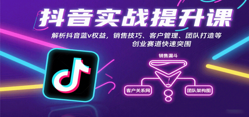 抖音实战提升课:解析抖音蓝v权益,销售技巧、客户管理、团队打造等创业赛道快速突围_免费分享网络创业,副业,信息差项目的老牌资源整合平台!金铲子项目