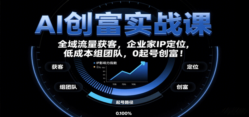 AI创富实战课:企业家IP定位,全域流量获客,组团队,0起号创富_免费分享网络创业,副业,信息差项目的老牌资源整合平台!金铲子项目