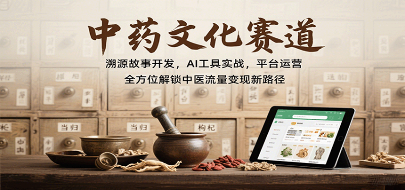 中药文化赛道：溯源故事开发，AI工具实战，平台运营，全方位解锁中医流量新路径_免费分享网络创业,副业,信息差项目的老牌资源整合平台！金铲子项目