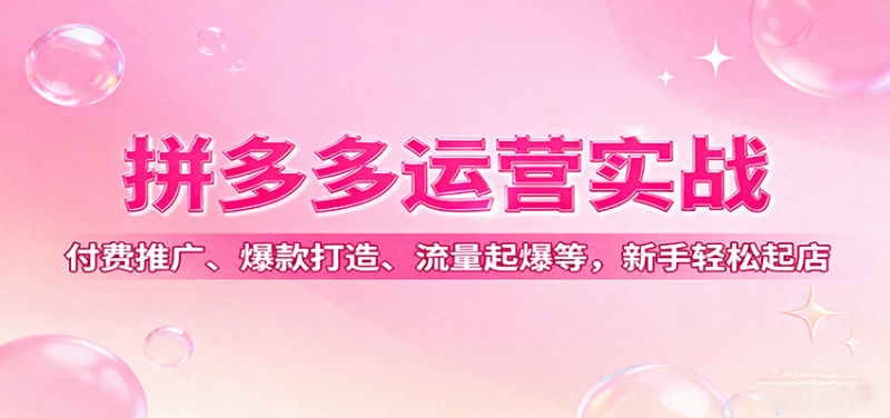 拼多多运营实战,付费推广、爆款打造、流量起爆等,新手起店_免费分享网络创业,副业,信息差项目的老牌资源整合平台!金铲子项目