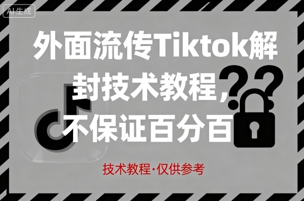 外面流传Tiktok解封技术教程,不保证百分百,具体自测_免费分享网络创业,副业,信息差项目的老牌资源整合平台!金铲子项目