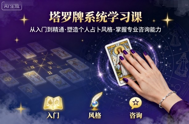 塔罗牌系统学习课,助你从入门到精通,塑造个人占卜风格,掌握专业咨询能力_免费分享网络创业,副业,信息差项目的老牌资源整合平台!金铲子项目