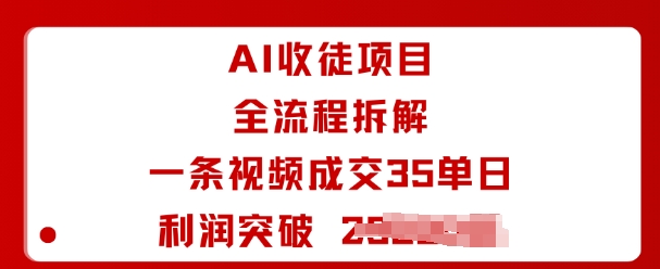 AI收徒项目全流程拆解一条视频成交35单日利润突破_免费分享网络创业,副业,信息差项目的老牌资源整合平台!金铲子项目