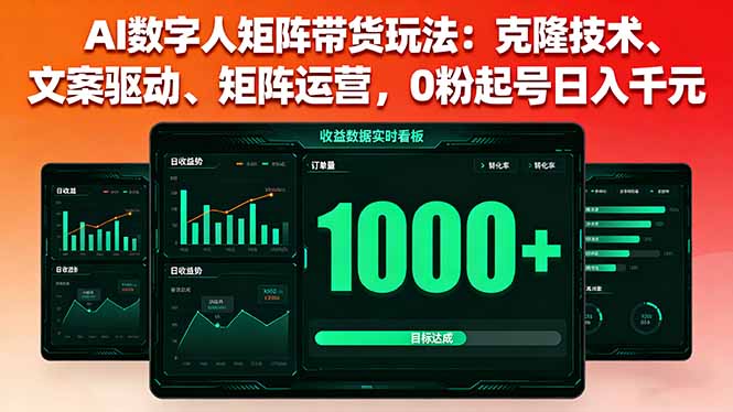 (16050期)AI数字人矩阵带货玩法:克隆技术、文案驱动、矩阵运营,0粉起号_免费分享网络创业,副业,信息差项目的老牌资源整合平台!金铲子项目