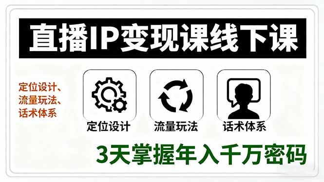 （16065期）直播IP课线下课，定位设计、流量玩法、话术体系，3天掌握千万密码_免费分享网络创业,副业,信息差项目的老牌资源整合平台！金铲子项目