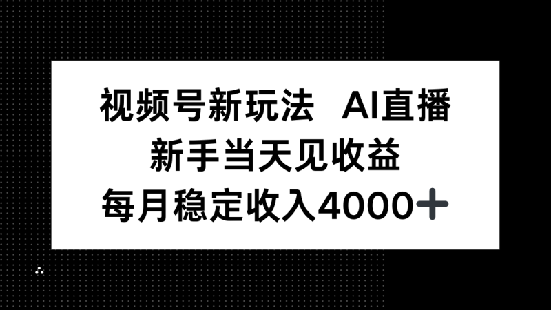 (16080期)视频号新玩法AI直播,新手小白见,_免费分享网络创业,副业,信息差项目的老牌资源整合平台!金铲子项目