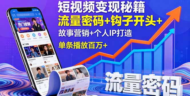 （16079期）短视频秘籍，流量密码钩子开头故事营销个人IP打造，单条播放百万_免费分享网络创业,副业,信息差项目的老牌资源整合平台！金铲子项目