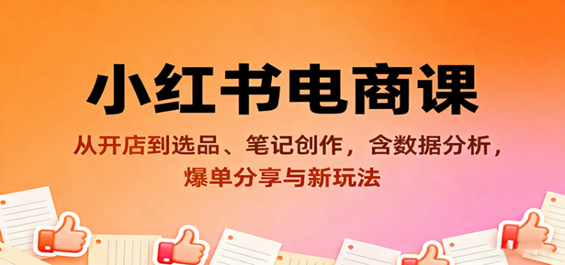 小红书电商课:从开店到选品、笔记创作,含数据分析,爆单分享与新玩法_免费分享网络创业,副业,信息差项目的老牌资源整合平台!金铲子项目