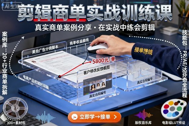 剪辑商单实战训练课,真实商单案例分享,在实战中练会剪辑_免费分享网络创业,副业,信息差项目的老牌资源整合平台!金铲子项目