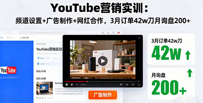 (16107期)YouTube营销实训:频道设置广告制作网红合作,3月订单4刀月询盘_免费分享网络创业,副业,信息差项目的老牌资源整合平台!金铲子项目