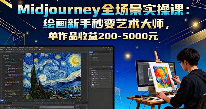 (16125期)Midjourney全场景实操课:绘画新手秒变艺术大师,单作品-5000元_免费分享网络创业,副业,信息差项目的老牌资源整合平台!金铲子项目