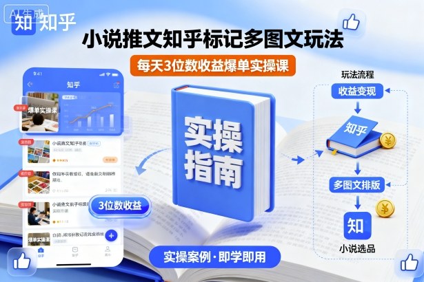 小说推文知乎标记多图文玩法,每天3位数爆单实操课_免费分享网络创业,副业,信息差项目的老牌资源整合平台!金铲子项目