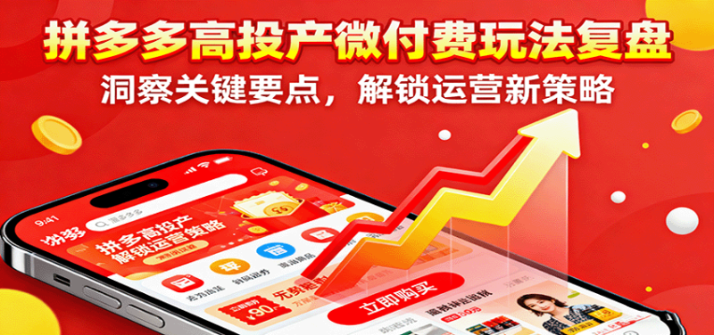 拼多多高投产微付费玩法复盘,洞察关键要点,解锁运营新策略_免费分享网络创业,副业,信息差项目的老牌资源整合平台!金铲子项目