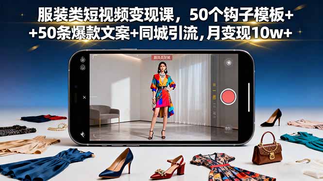 （16189期）服装类短视频课，50个钩子模板50条爆款文案同城引流，月_免费分享网络创业,副业,信息差项目的老牌资源整合平台！金铲子项目