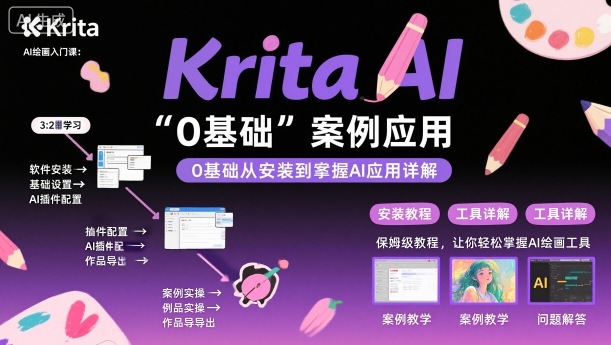 KritaAI绘画入门课,0基础从安装到案例应用kritaAI使用详解_免费分享网络创业,副业,信息差项目的老牌资源整合平台!金铲子项目