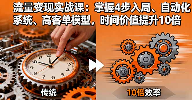 （16197期）流量实战课：掌握4步入局、自动化系统、高客单模型，时间价值提升10倍_免费分享网络创业,副业,信息差项目的老牌资源整合平台！金铲子项目