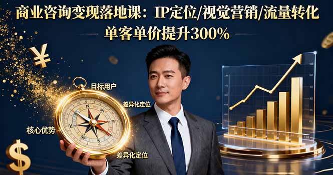 （16249期）商业咨询落地课：IP定位/视觉营销/流量转化，单客单价提升300%_免费分享网络创业,副业,信息差项目的老牌资源整合平台！金铲子项目