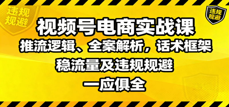 视频号电商实战课:推流逻辑、全案解析,话术框架,稳流量及违规规避等_免费分享网络创业,副业,信息差项目的老牌资源整合平台!金铲子项目