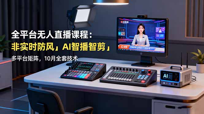 （16279期）全平台无人直播课程：非实时防风AI智播智剪多平台矩阵，10月全套技术_免费分享网络创业,副业,信息差项目的老牌资源整合平台！金铲子项目