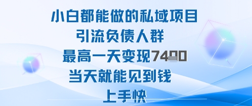 2025年小白都能做的私域项目引流负债人群最高一天高难度低就能见到钱上手快_免费分享网络创业,副业,信息差项目的老牌资源整合平台!金铲子项目