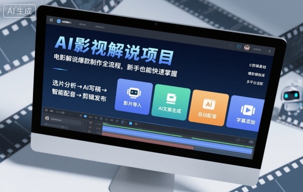 AI影视解说项目,电影解说爆款制作全流程,新手也能快速掌握_免费分享网络创业,副业,信息差项目的老牌资源整合平台!金铲子项目