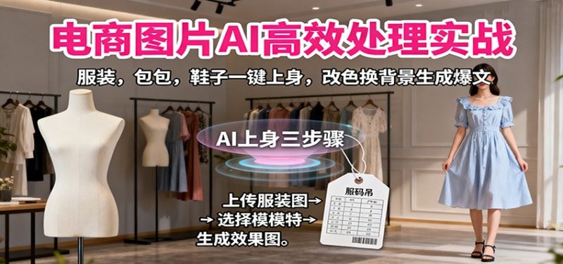 电商图片AI高效处理实战，服装，包包，鞋子一键上身，改色换背景生成爆文_免费分享网络创业,副业,信息差项目的老牌资源整合平台！金铲子项目