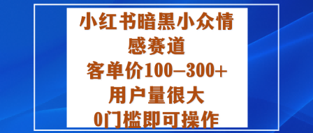 小红书暗黑小众情感赛道,客单价100-用户量很大,0门槛即可操作_免费分享网络创业,副业,信息差项目的老牌资源整合平台!金铲子项目