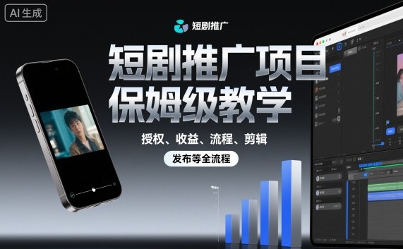 短剧推广项目保姆级教学，授权、、流程、剪辑，发布等全流程_免费分享网络创业,副业,信息差项目的老牌资源整合平台！金铲子项目