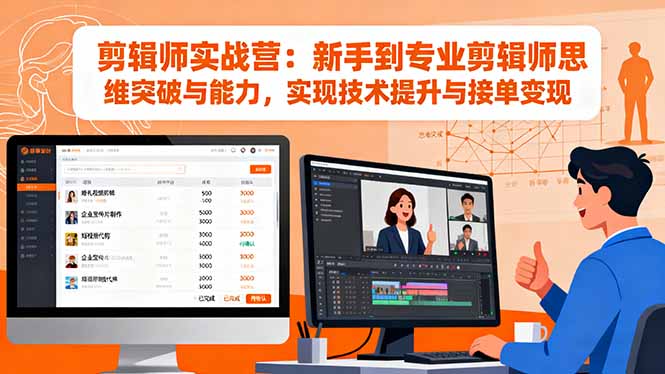 (16347期)剪辑师实战营:新手到专业剪辑师思维突破与能力,实现技术提升与接单_免费分享网络创业,副业,信息差项目的老牌资源整合平台!金铲子项目