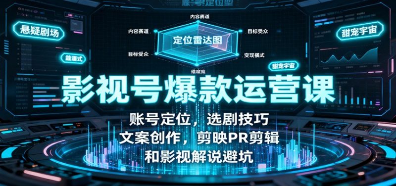 影视号爆款运营课：账号定位，选剧技巧，文案创作，剪映PR剪辑和影视解说避坑_免费分享网络创业,副业,信息差项目的老牌资源整合平台！金铲子项目