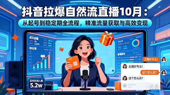 （16339期）抖音拉爆自然流直播10月：从起号到稳定期全流程，精准流量获取与高效_免费分享网络创业,副业,信息差项目的老牌资源整合平台！金铲子项目