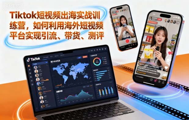Tiktok短视频出海实战训练营，如何利用海外短视频平台实现引流、带货、测评_免费分享网络创业,副业,信息差项目的老牌资源整合平台！金铲子项目