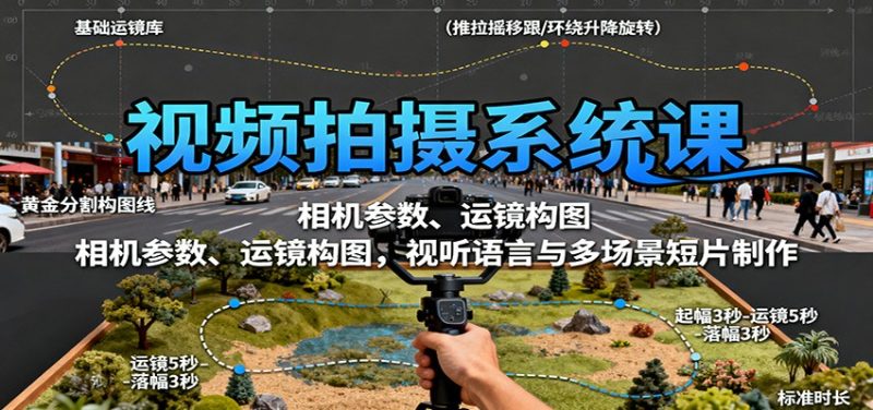 视频拍摄系统课:相机参数、运镜构图,视听语言与多场景短片制作_免费分享网络创业,副业,信息差项目的老牌资源整合平台!金铲子项目