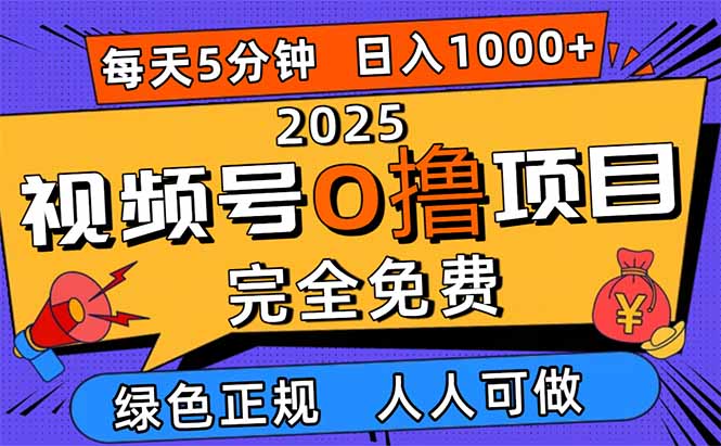 (16388期)2025视频号0撸项目,5分钟一个号人人可做_免费分享网络创业,副业,信息差项目的老牌资源整合平台!金铲子项目