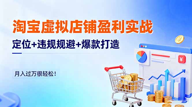 (16387期)淘宝虚拟店铺盈利实战:定位违规规避爆款打造,很_免费分享网络创业,副业,信息差项目的老牌资源整合平台!金铲子项目