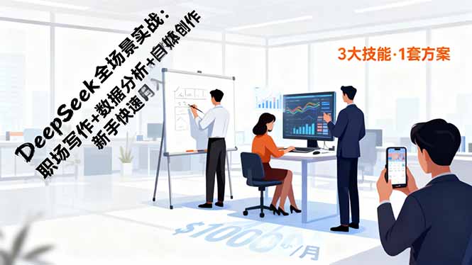 （16418期）DeepSeek全场景实战：职场写作数据分析自媒体创作，新手快速_免费分享网络创业,副业,信息差项目的老牌资源整合平台！金铲子项目