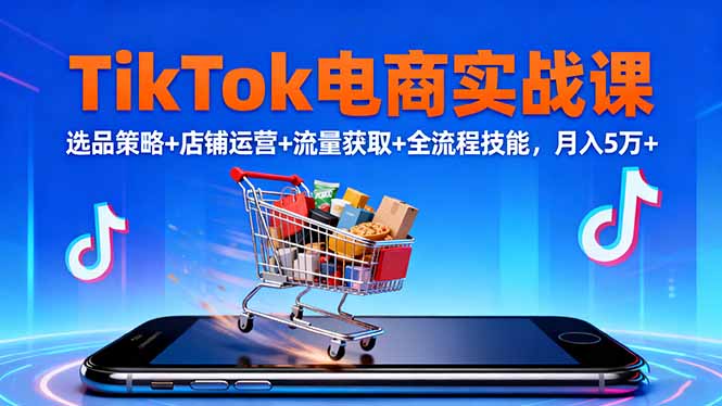 (16422期)TikTok电商实战课10月,选品策略店铺运营流量获取全流程技能,5万_免费分享网络创业,副业,信息差项目的老牌资源整合平台!金铲子项目