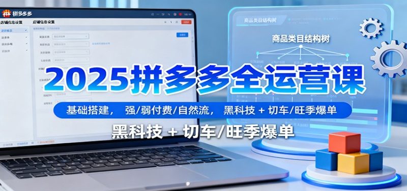 2025拼多多全运营课:基础搭建,强/弱付费/自然流,黑科技切车/旺季爆单_免费分享网络创业,副业,信息差项目的老牌资源整合平台!金铲子项目