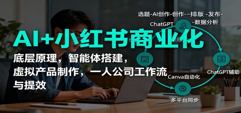 AI小红书商业化，底层原理，智能体搭建，虚拟产品制作，一人公司工作流与提效_免费分享网络创业,副业,信息差项目的老牌资源整合平台！金铲子项目