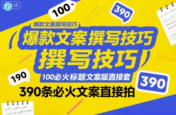 爆款文案撰写技巧,100个必火标题文案模版直接套,390条必火文案直接拍_免费分享网络创业,副业,信息差项目的老牌资源整合平台!金铲子项目