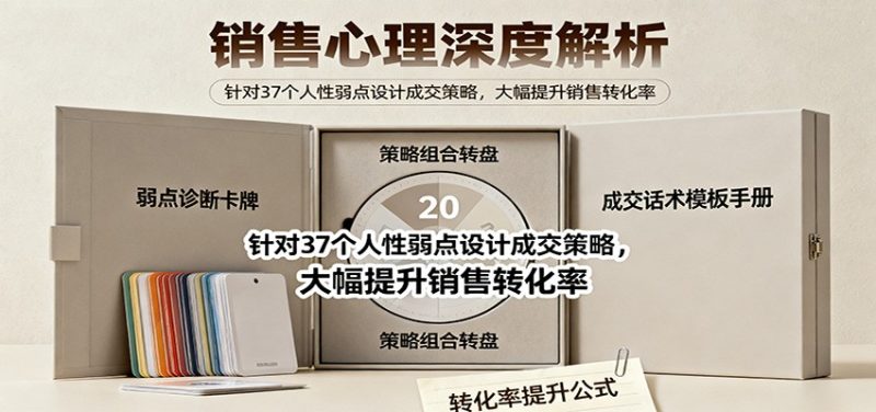 销售心理深度解析:针对37个人性弱点设计成交策略,大幅提升销售转化率_免费分享网络创业,副业,信息差项目的老牌资源整合平台!金铲子项目